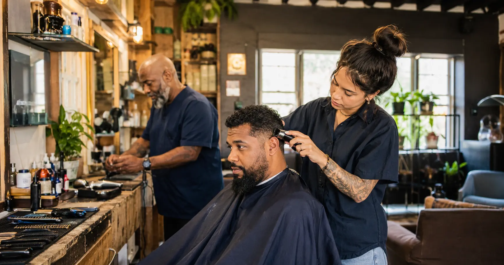 An independently owned personal-service business serving a neighborhood customer